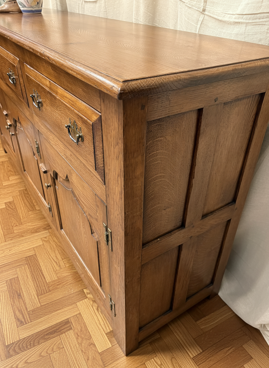 Country house, large, heavy, quality oak sideboard, excellent condition