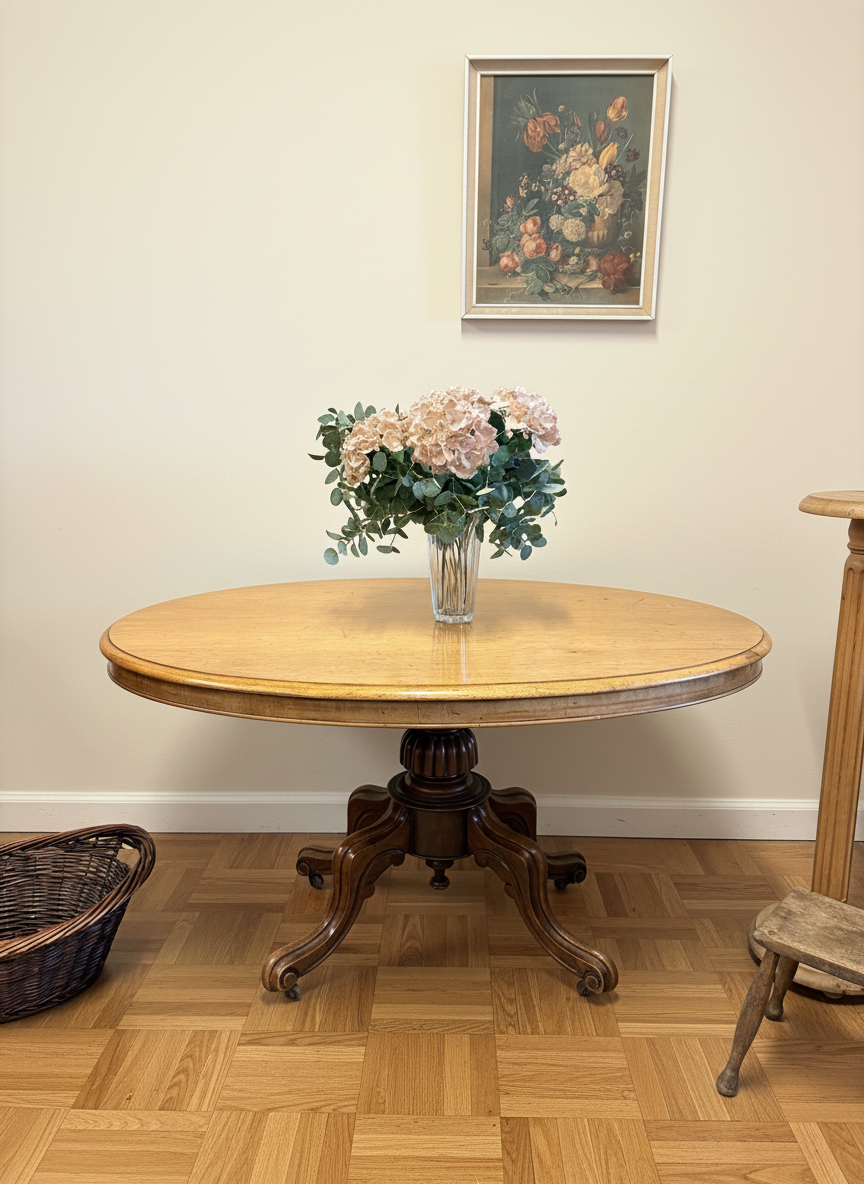 Victorian Antique Mahogany Oval Tilting Breakfast Table Carved legs