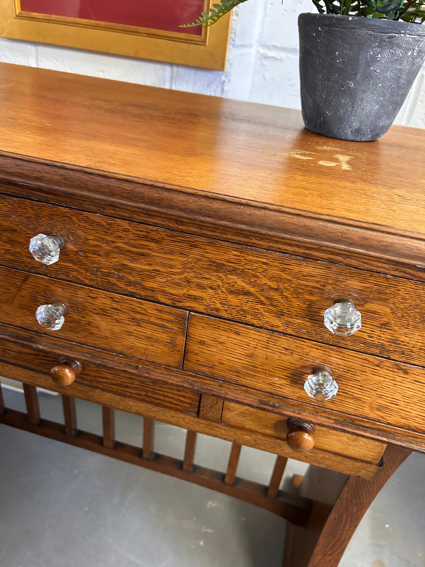 Antique Custom made Edwardian Opticians cabinet multi drawer with glass handles