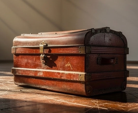 Vintage Metal travel trunk great coffee table or storage very clean inside