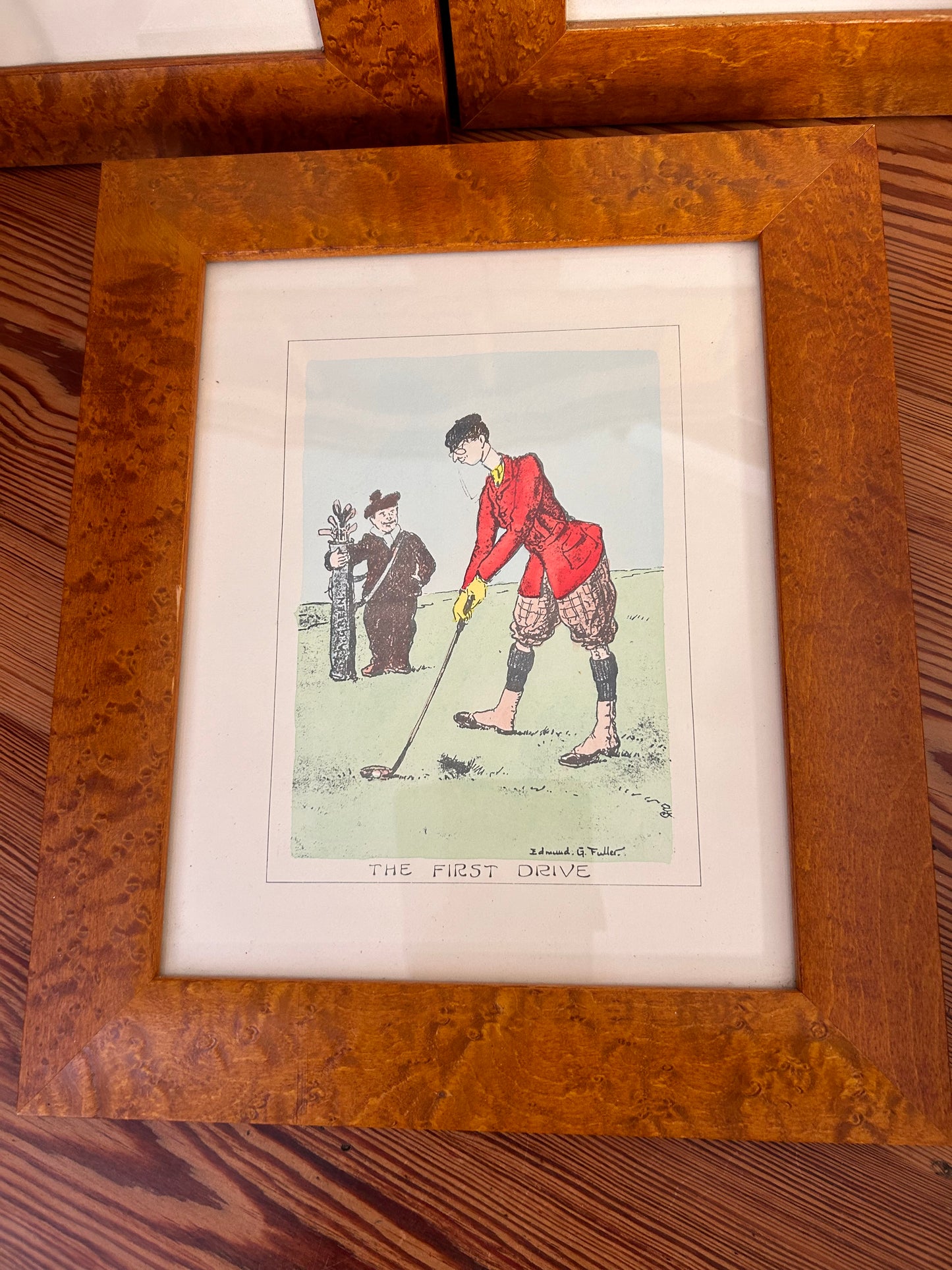 Three vintage Golf related prints Framed and glazed