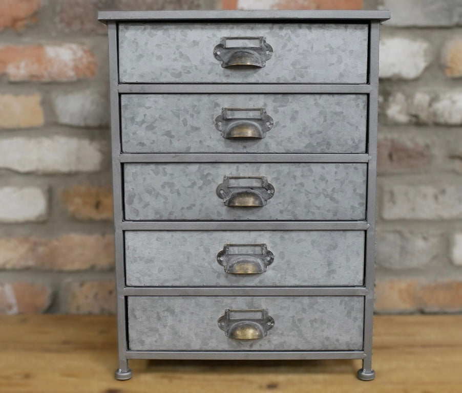 Metal Desktop 5 drawer filing storage unit - artist maker collector vintage look