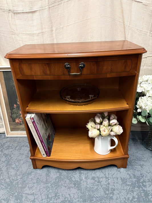 Small Bow Fronted Yew wood Vintage Side Cabinet Shelf Storage Unit
