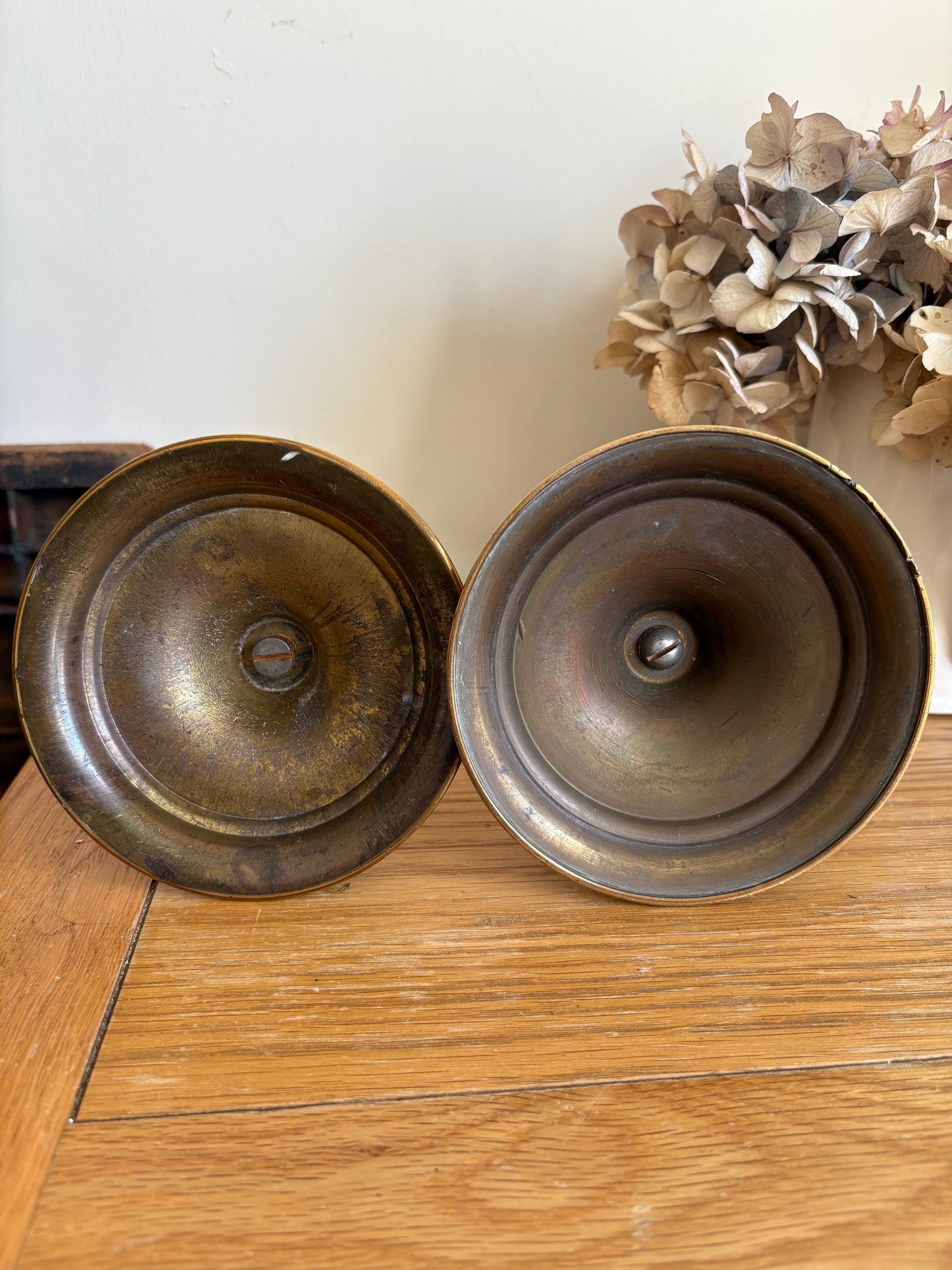 Pair of Traditional Vintage brass candlestick holders