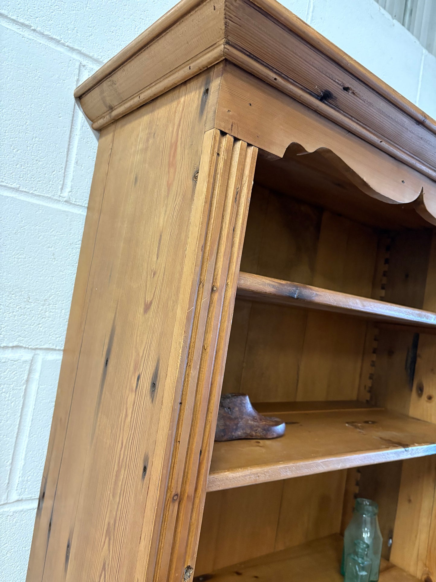 Tall Solid Wooden Rustic Pine Country Farmhouse Style Open Bookcase