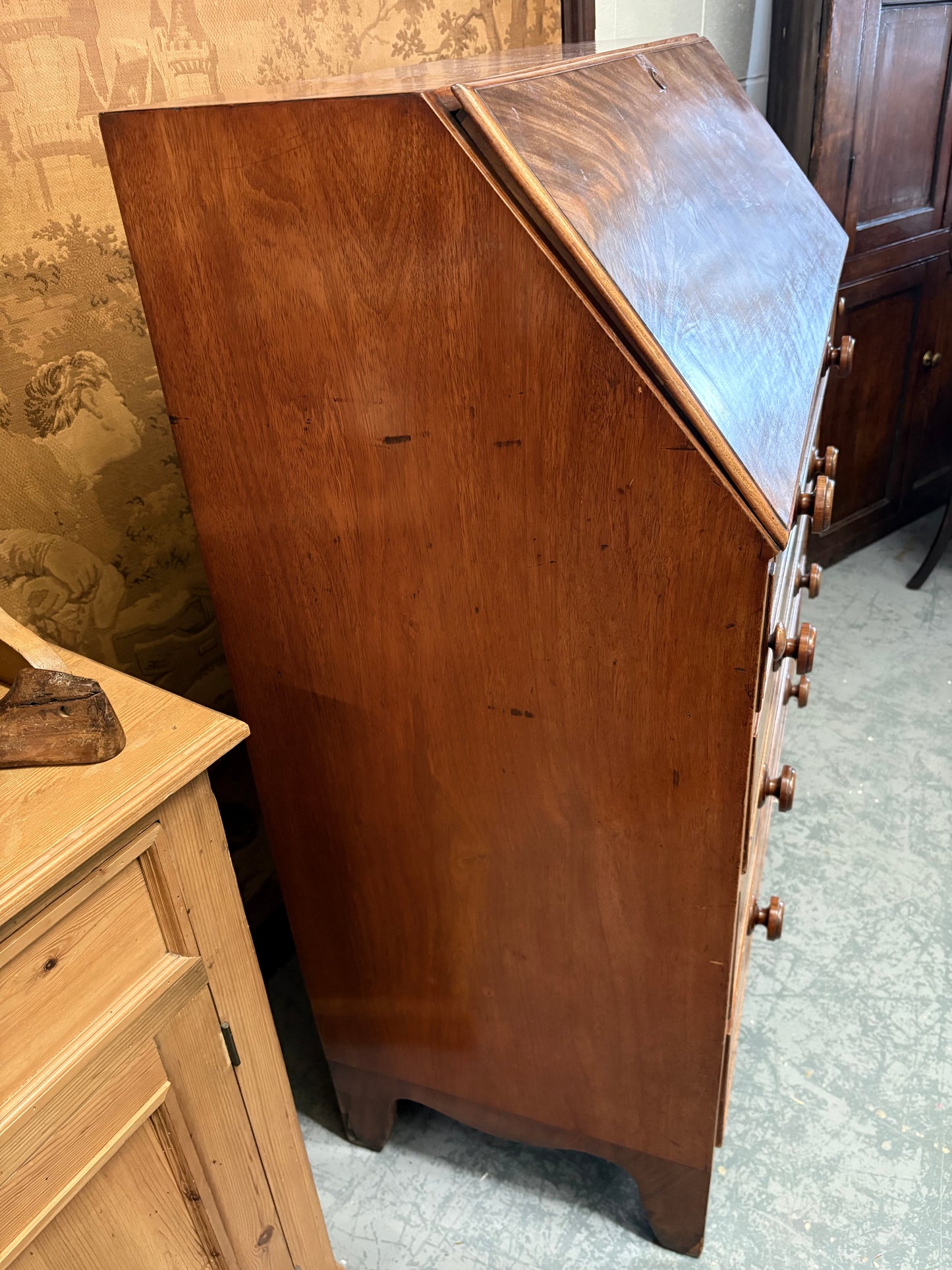 Large 19th Century Fold down Mahogany bureau writing desk drawers UK Delivery