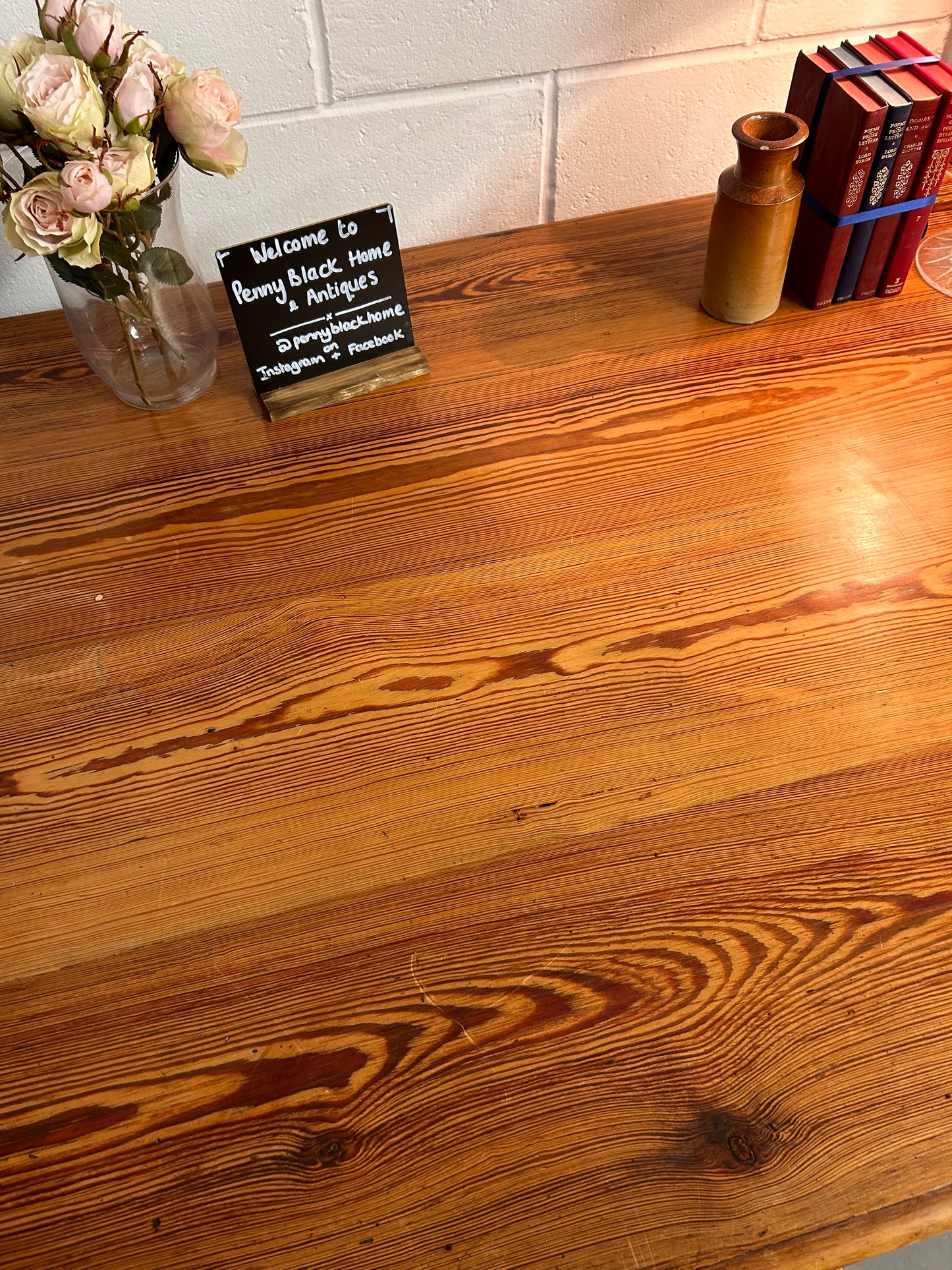 Antique Pitch Pine Large Partners Desk with Cupboards and drawers