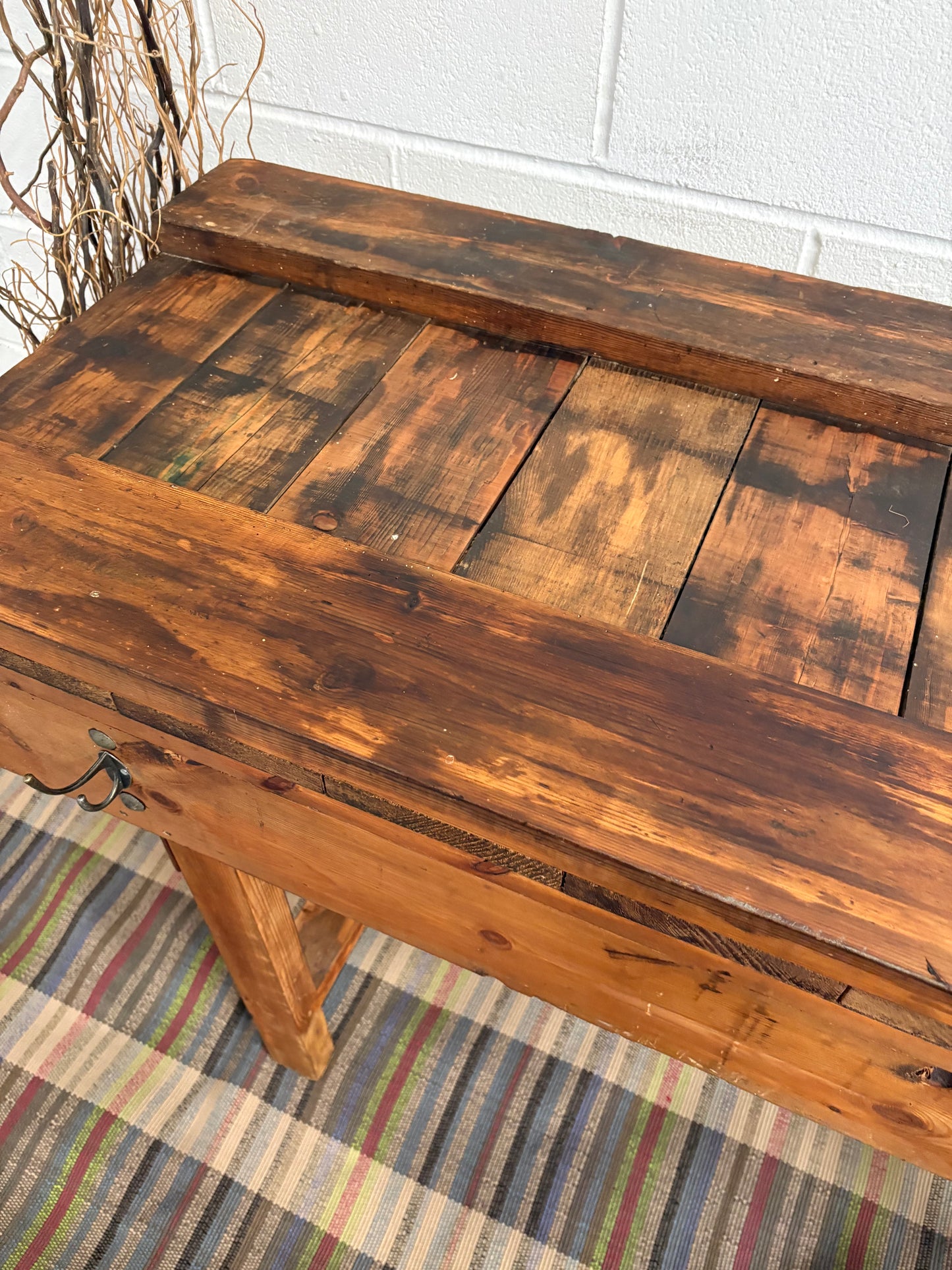 Large Reclaimed Vintage Workbench Chunky Kitchen Island Prep unit Freestanding
