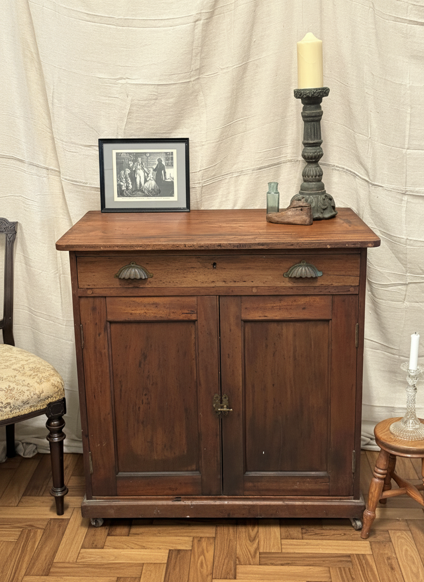 Victorian Antique Office Clerks storage cupboard with original fittings rustic unique item