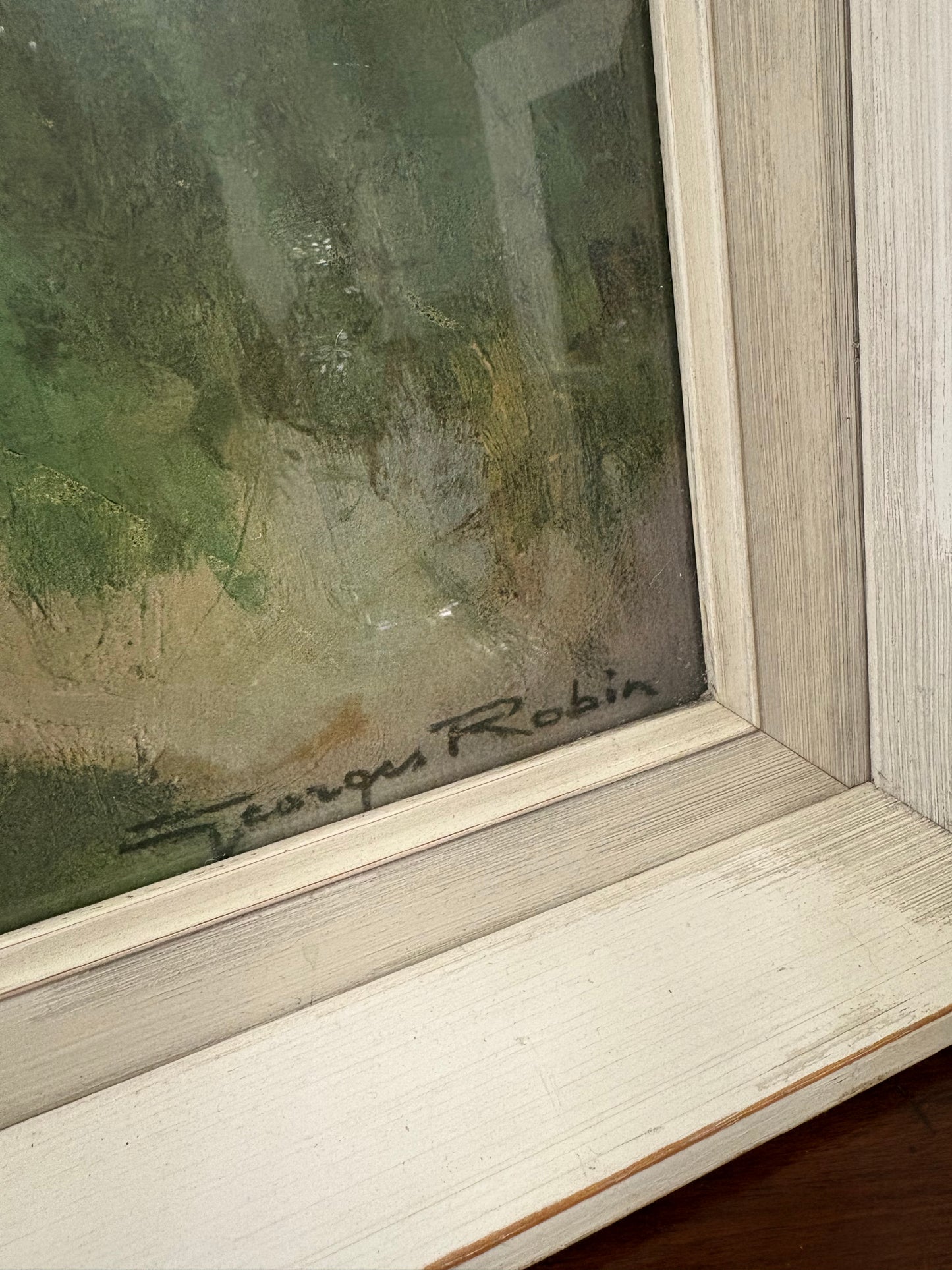 Large framed and glazed Vintage print river landscape scene 1950’s￼