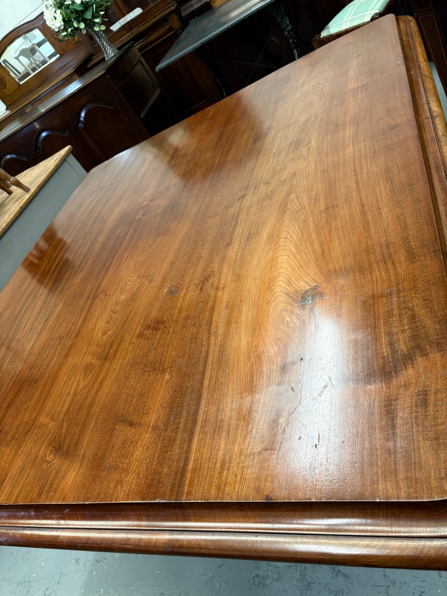 Victorian mahogany centre or dining table, rectangular top with folding action Seats 4