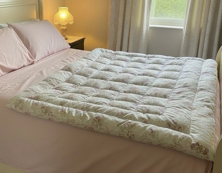 Vintage 1940s chintz plump feather filled eiderdown