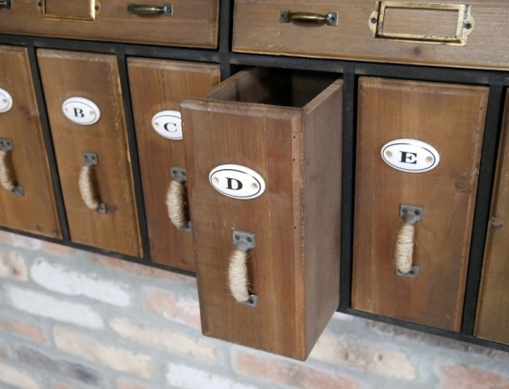Antique Styled Multi drawer wooden storage cabinet Authentic Vintage Office look