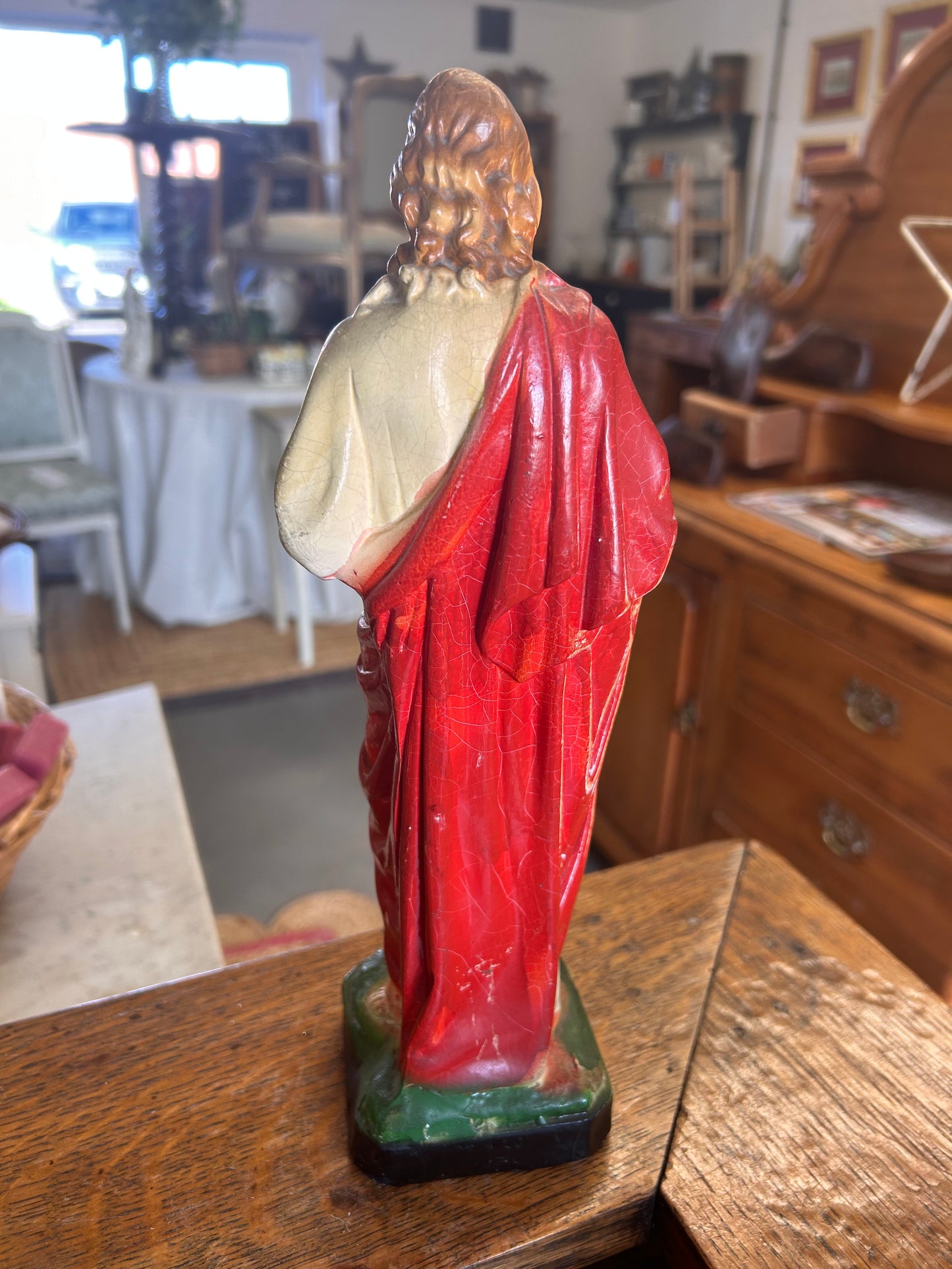 French Figure plaster religious figure Jesus Sacred Heart