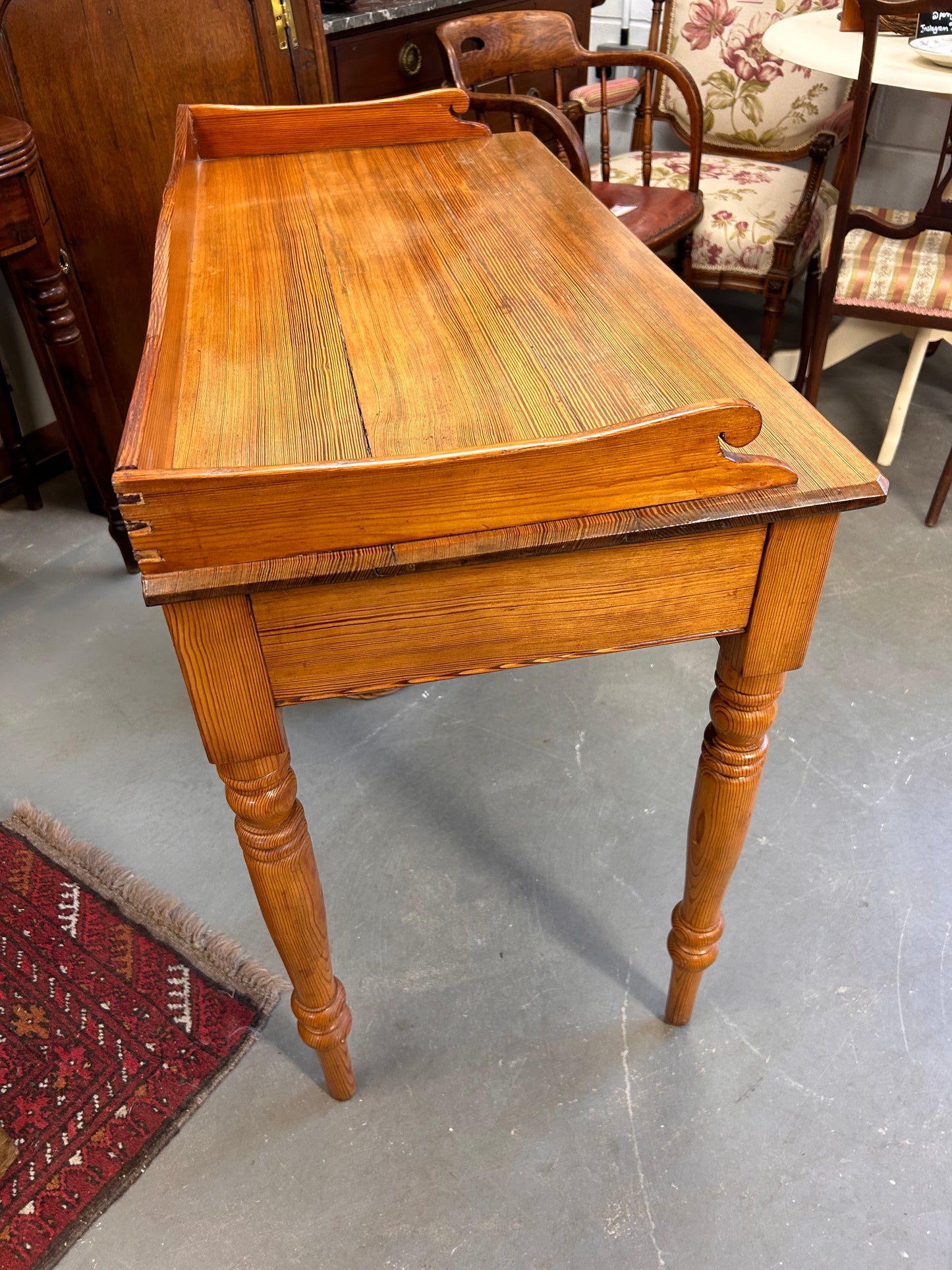 Beautiful Victorian Pitch Pine Washstand raised gallery back