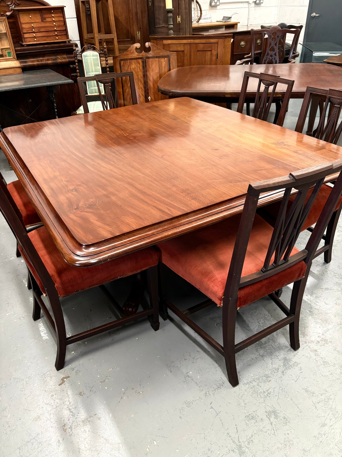 Victorian mahogany centre or dining table, rectangular top with folding action Seats 4