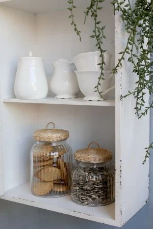 White shabby Wall Unit - Vintage style storage cabinet cupboard