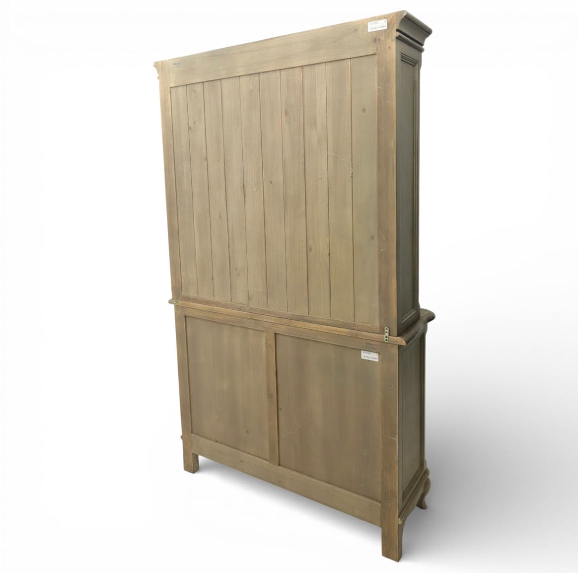 Stunning Vintage French Painted Pine cabinet Glazed doors carving shelves cabriole legs