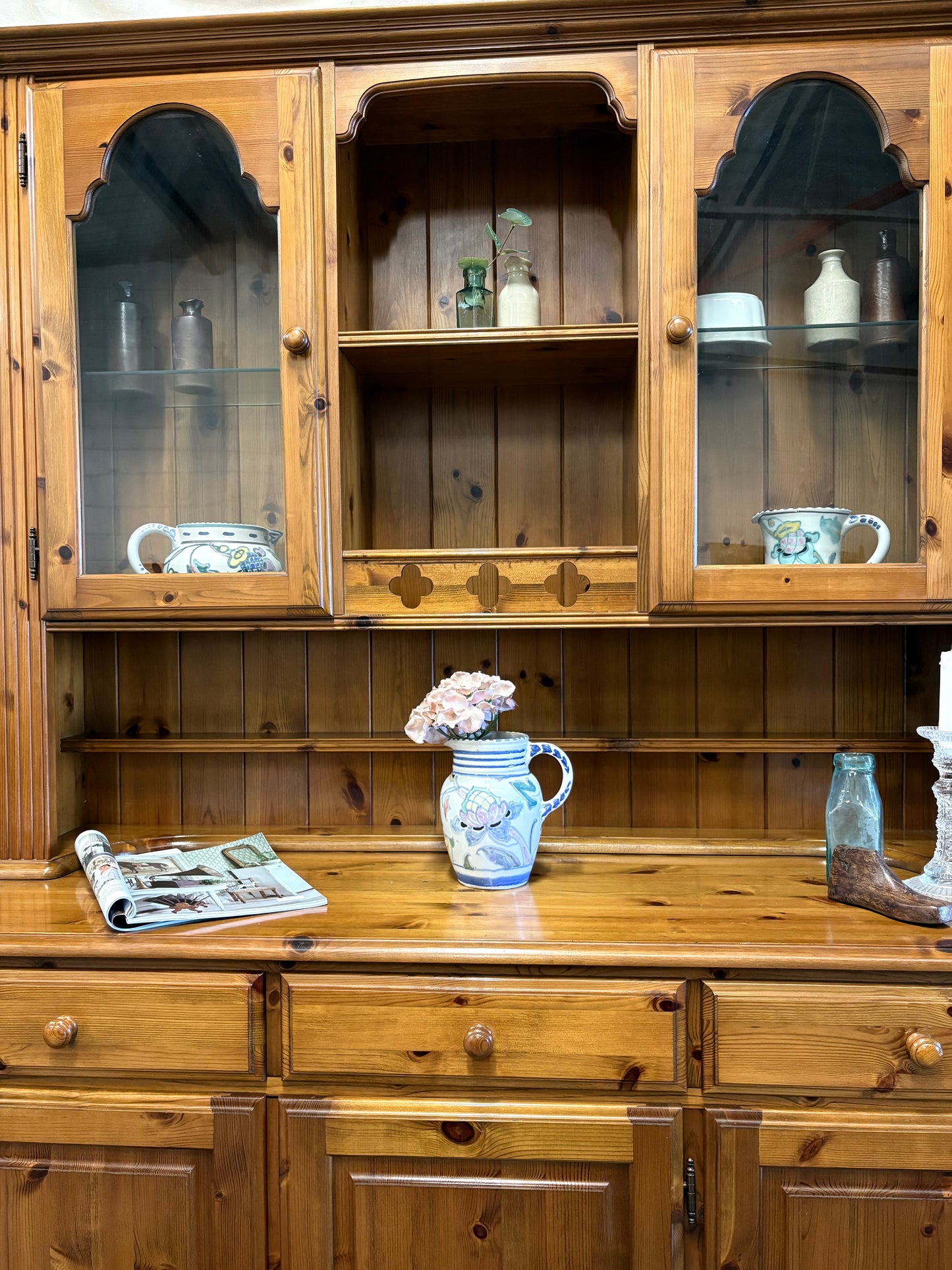 Vintage Pine Country Kitchen Dresser - Display Storage UK Delivery Ex Condition