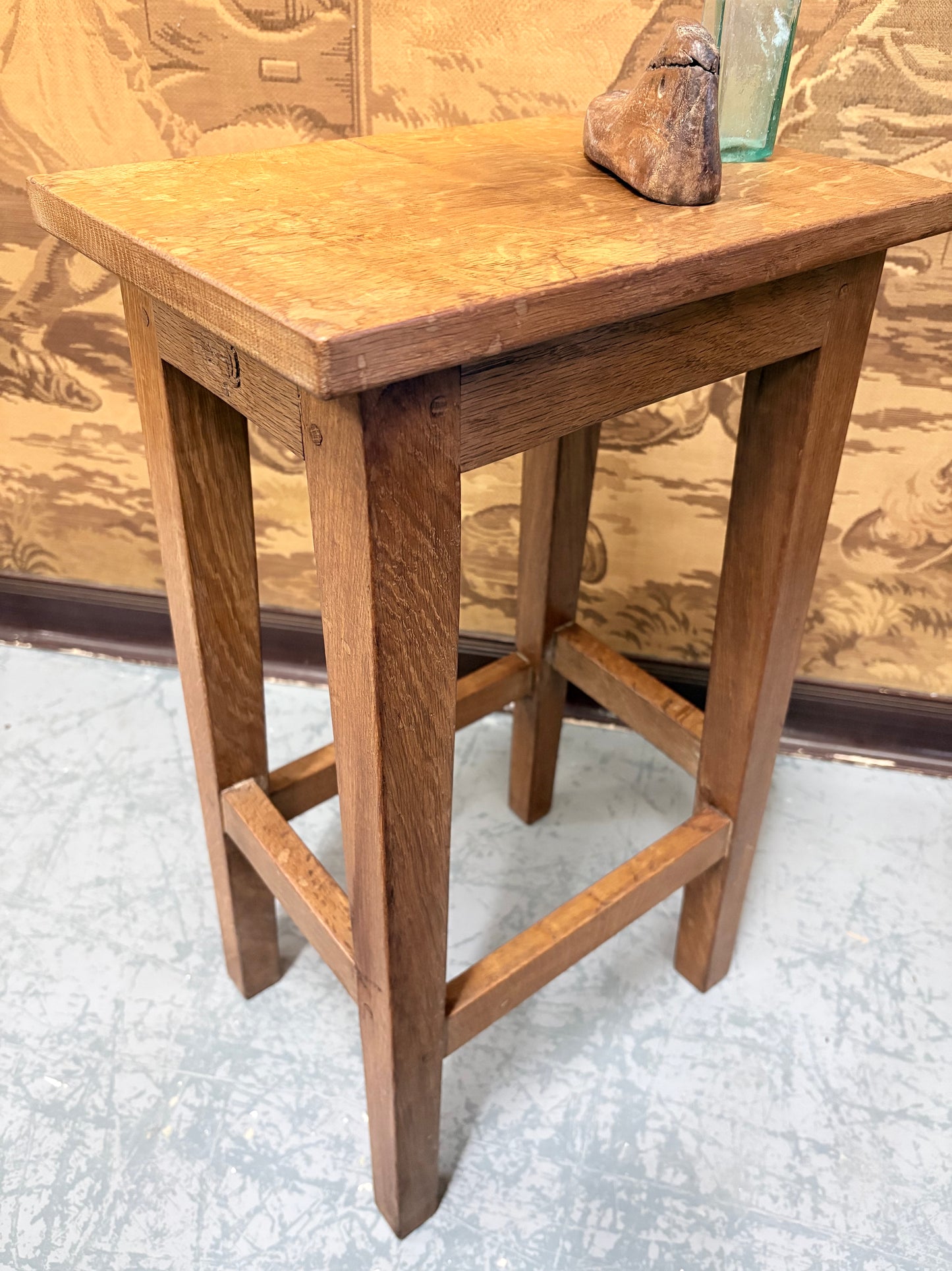 1960’s Wilf “Squirrelman” Hutchinson Solid oak stool with Provenance English Craftsman piece