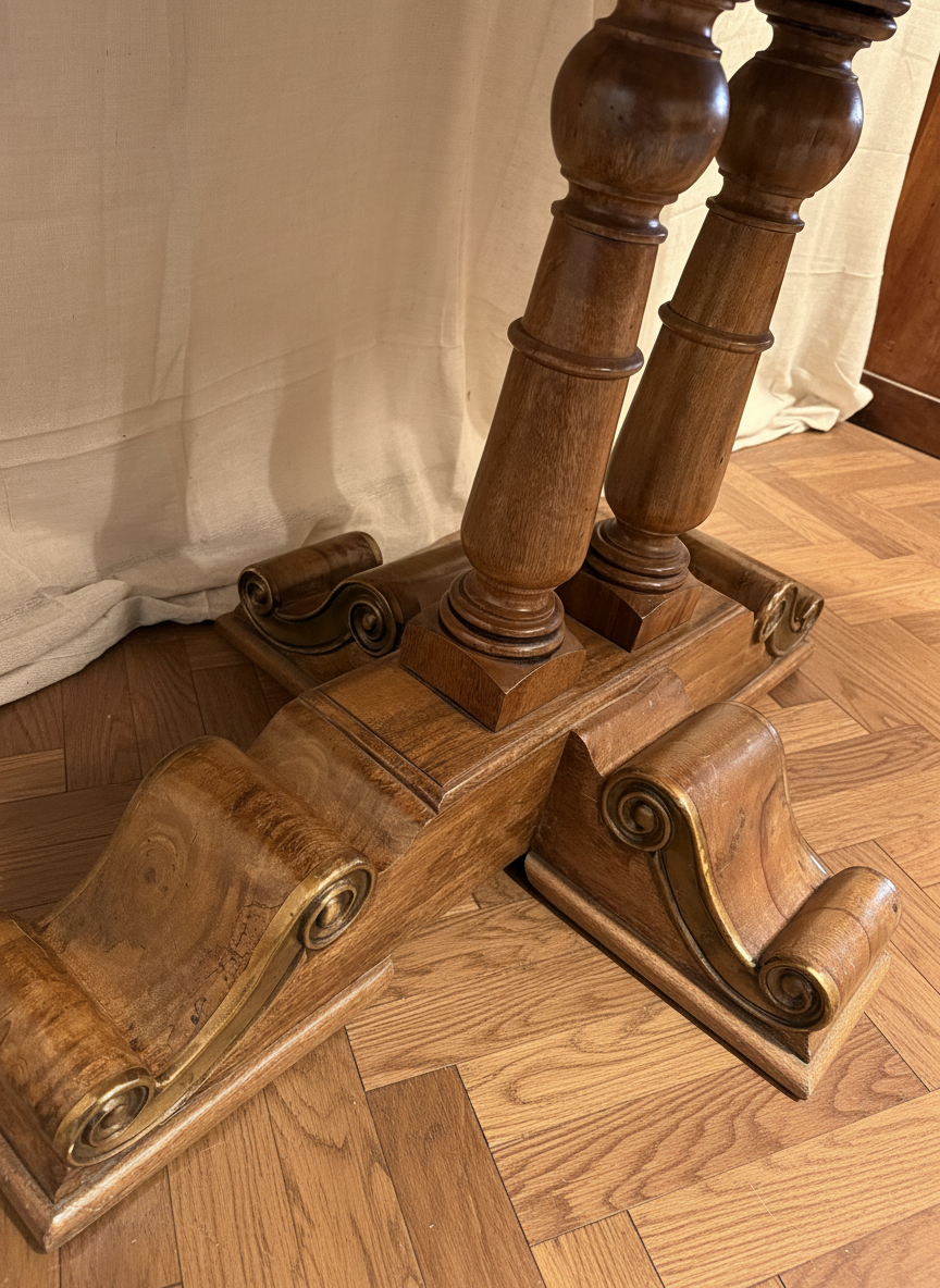 Quality made mango wood hall console table, three drawers with large hooped pulls & decorative base