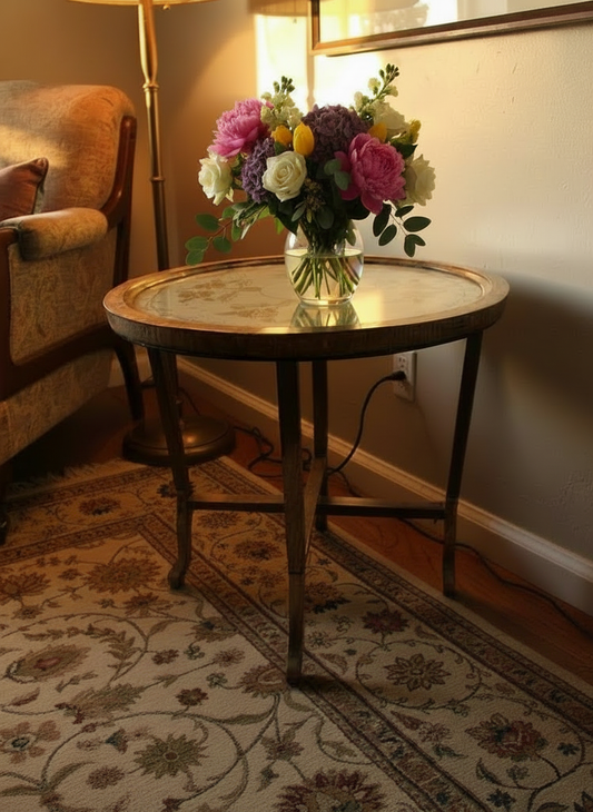 Vintage Decorative Embroidered Fireguard Side table