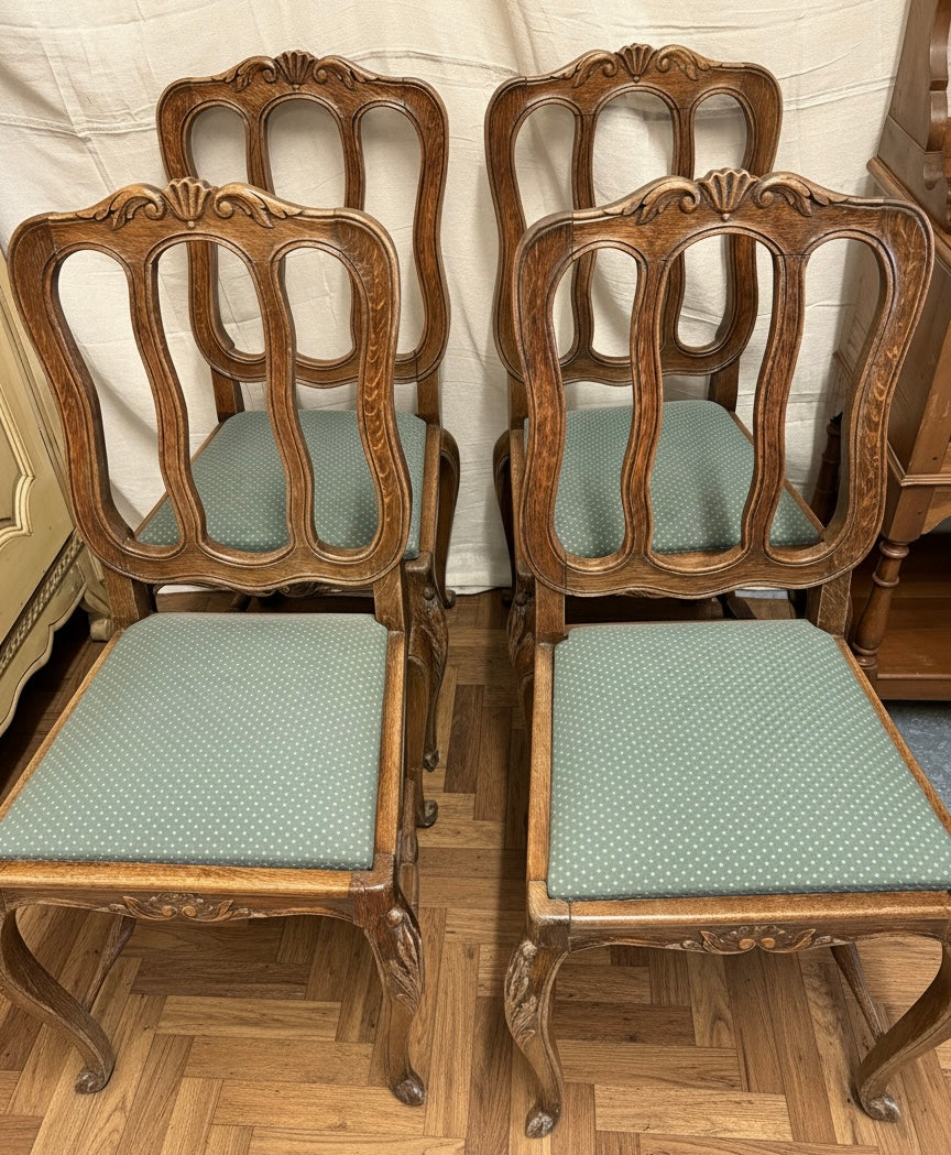 Set of FOUR Early 20th C French Oak Dining Chairs Classic Design