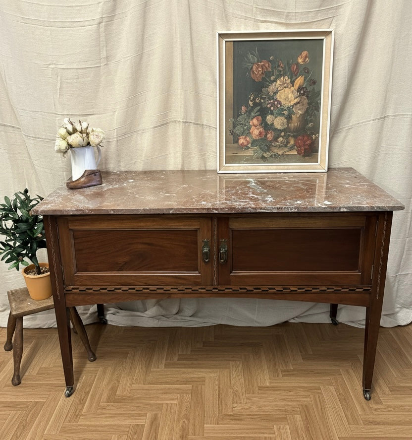 Beautiful Victorian Mahogany Marble Topped Washstand - table console