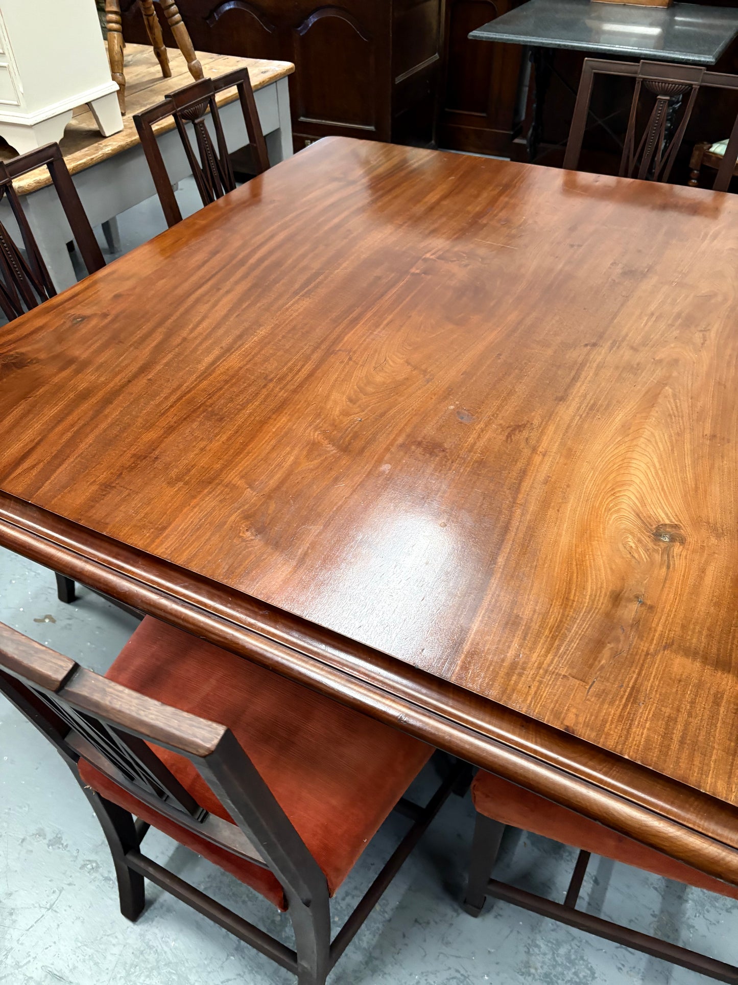 Victorian mahogany centre or dining table, rectangular top with folding action Seats 4