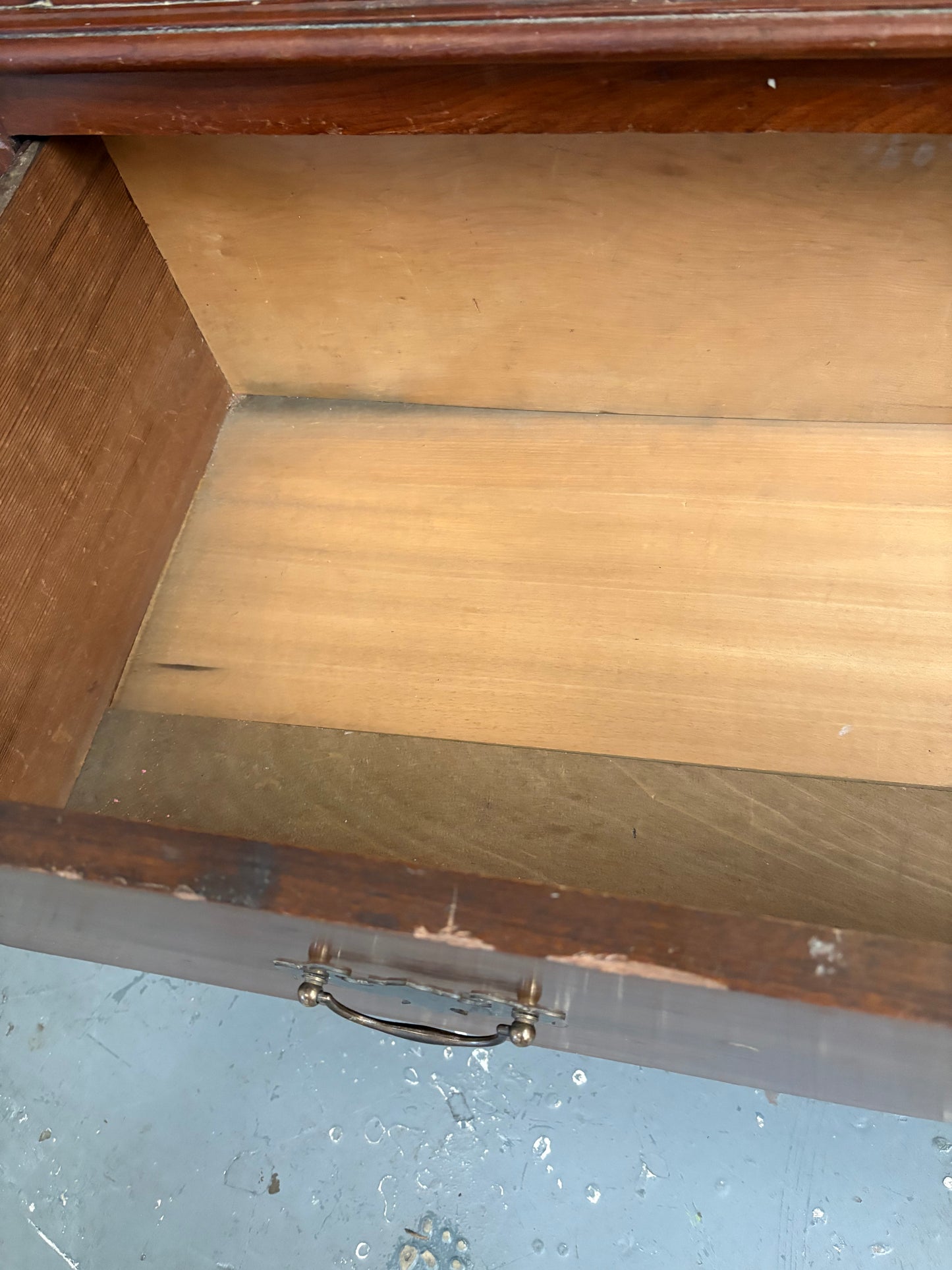 Antique Walnut Art Nouveau Wardrobe with mirror, drawer & key to lock