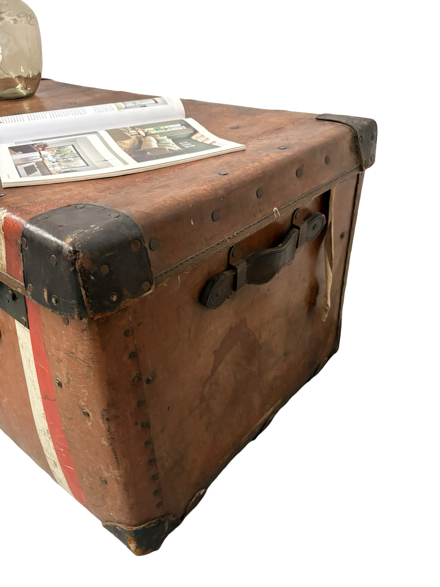 Antique HJ Cave & Sons Leather Storage Travelling Trunk