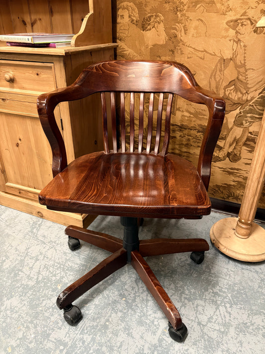 Hardwood Swivel Captains Office Chair Height Adjustable