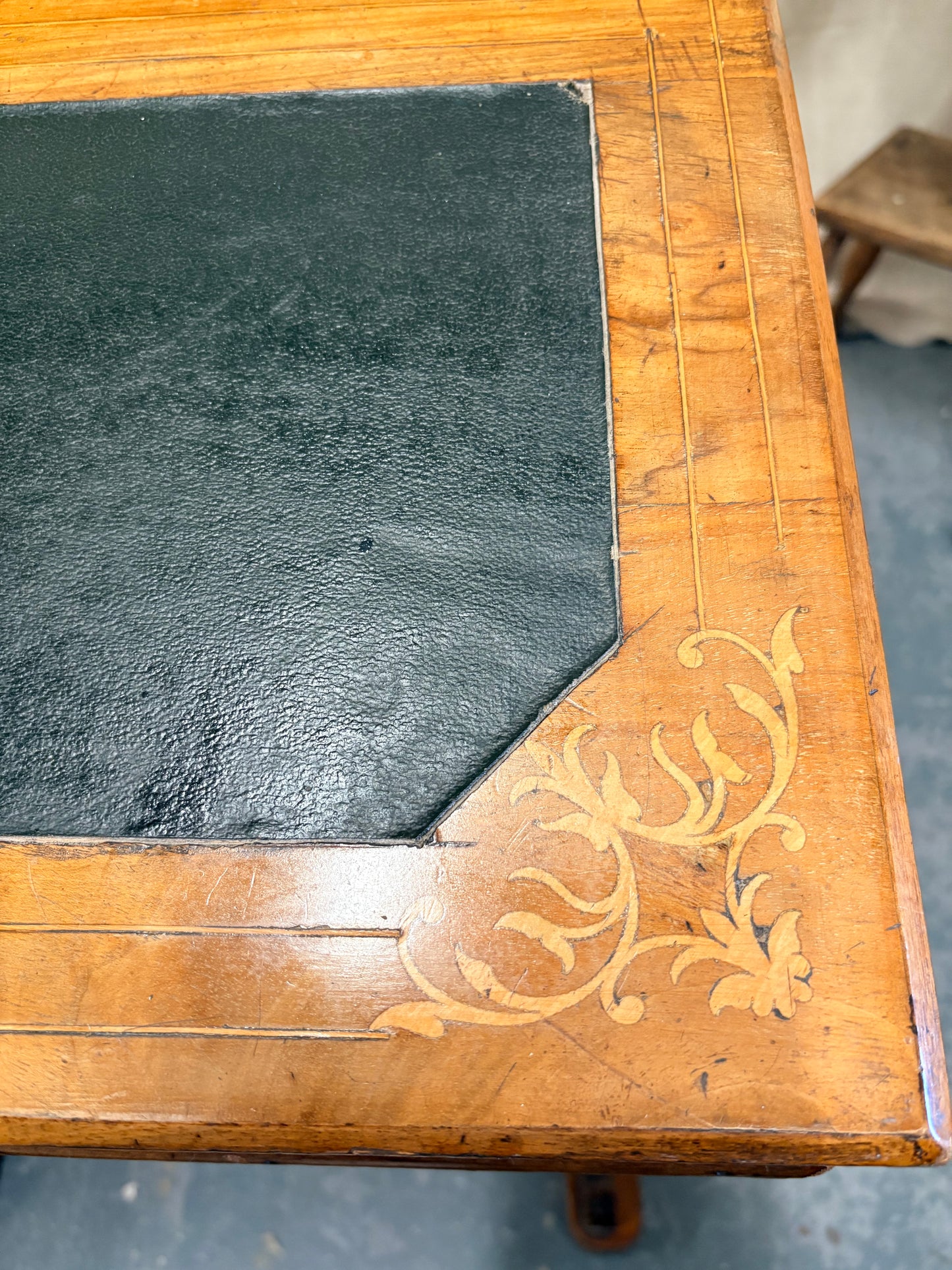 Victorian Antique Inlaid Walnut Davenport Desk - Compact Drawer Storage