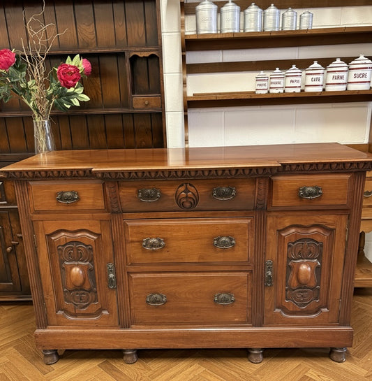 Edwardian Antique Mahogany Sideboard carved decorative design