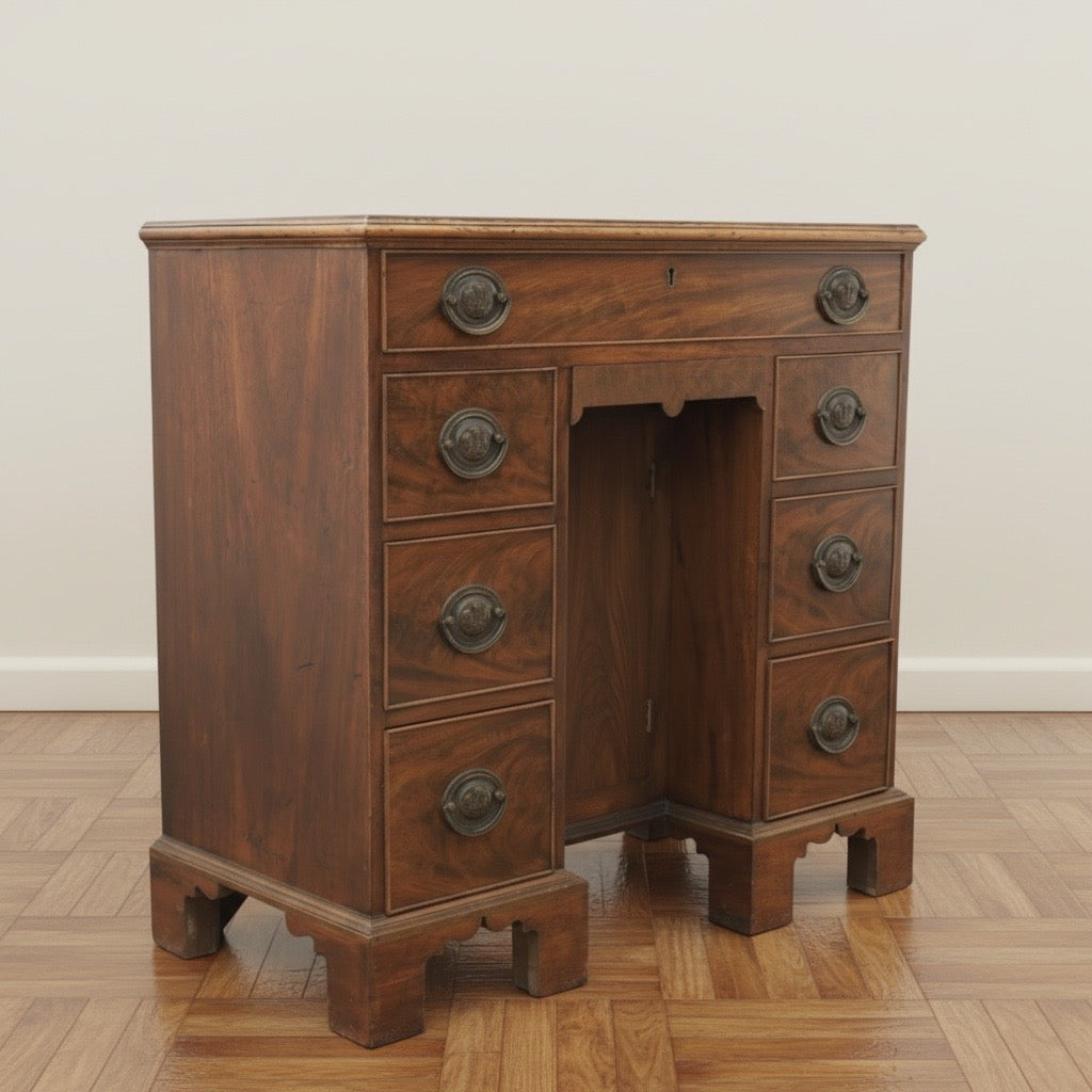 Early 20th century Georgian design walnut kneehole desk