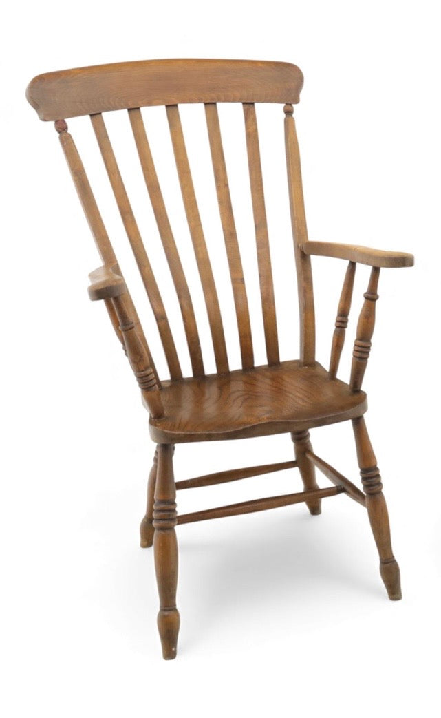 20thC Vintage Cottage Farmhouse Armchair Spindle back and turned legs