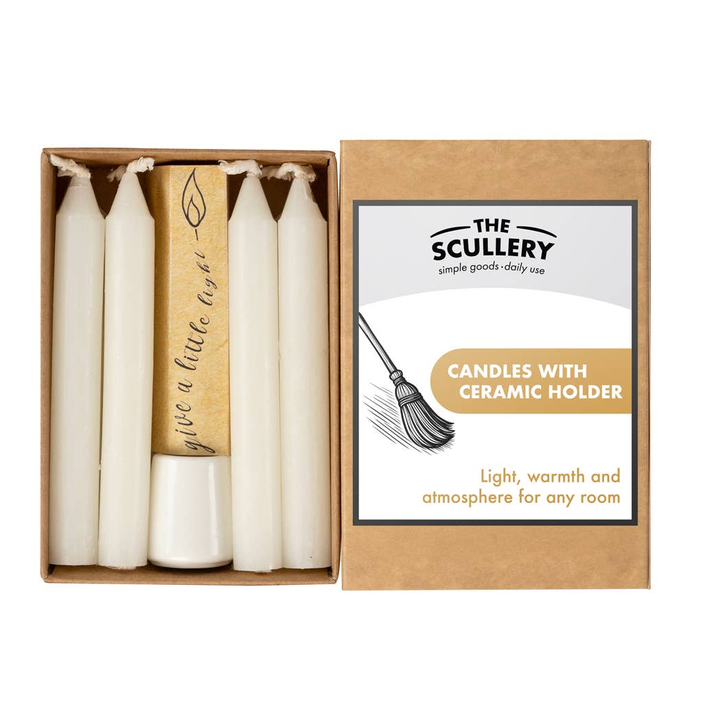 THE SCULLERY - 8 CANDLES & CERAMIC HOLDER