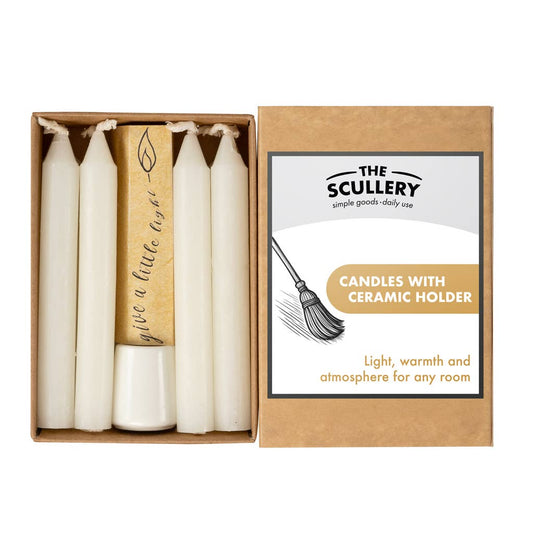 THE SCULLERY - 8 CANDLES & CERAMIC HOLDER