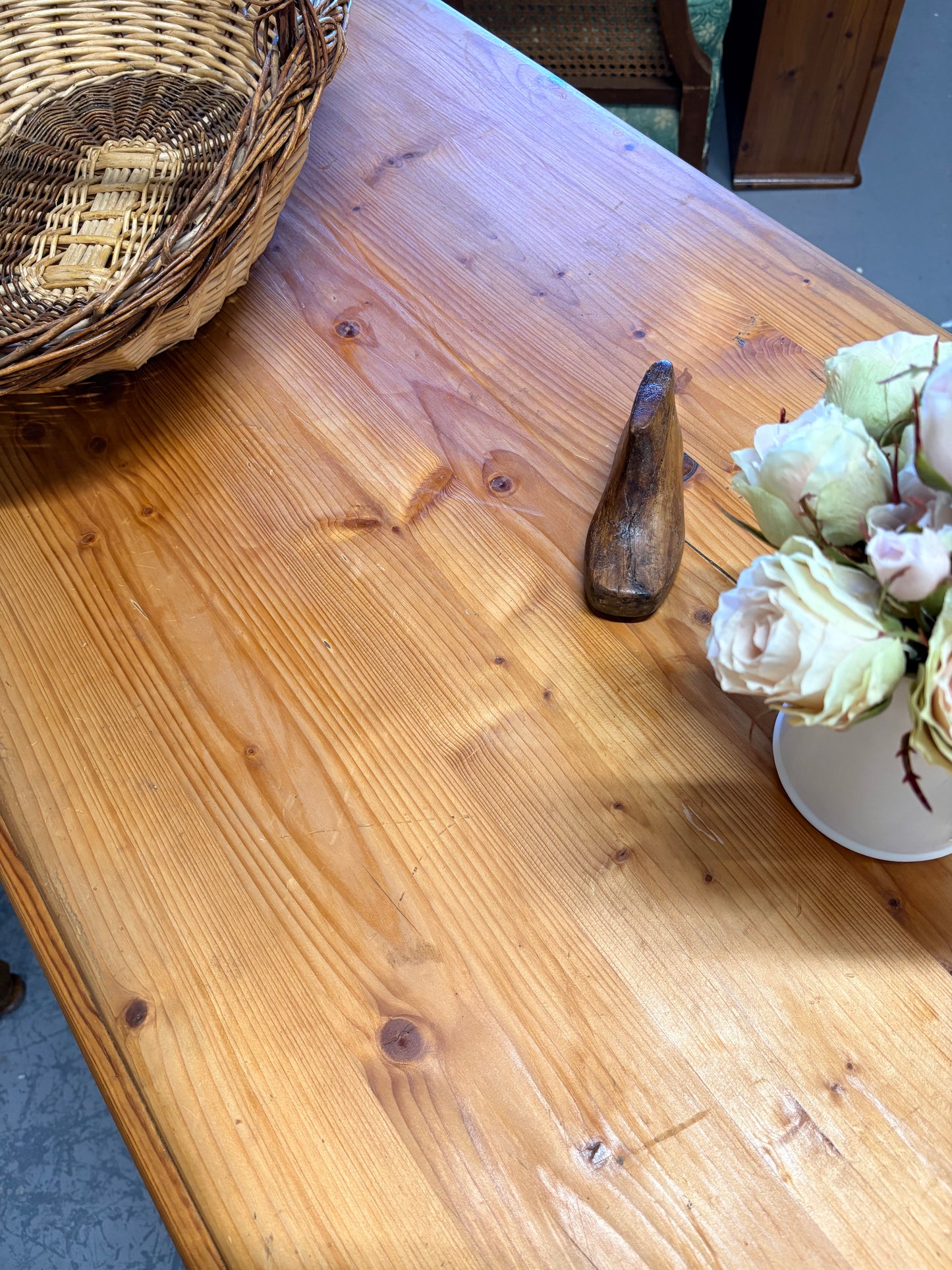 Vintage Victorian style part painted pine farmhouse kitchen dining table