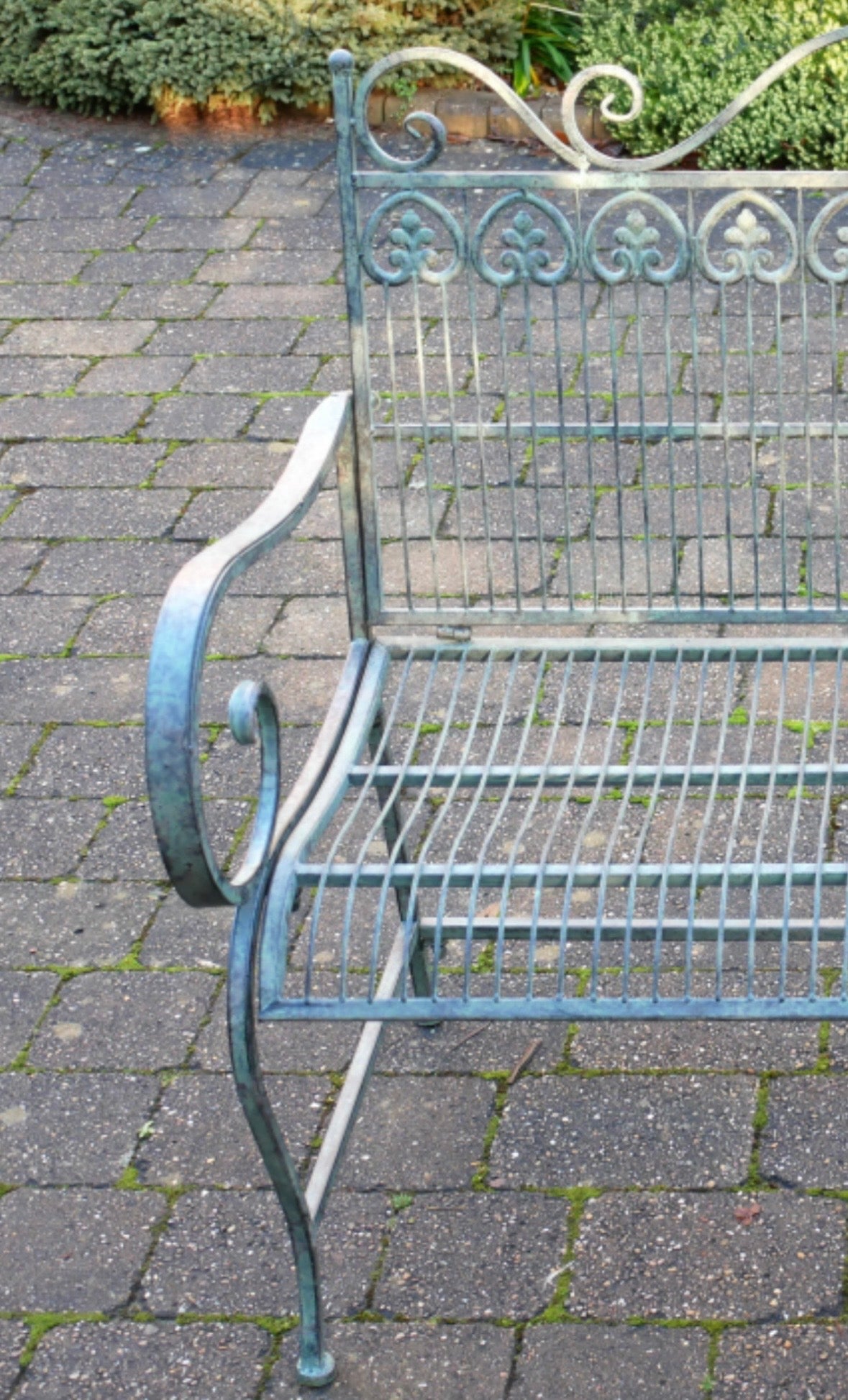 Garden Green Scroll Metal Patio Terrace Outdoor 2 seater Bench