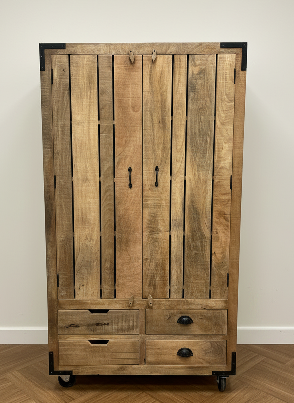 Rustic Wooden Kitchen Pantry Larder storage Cupboard Unit Delivery UK
