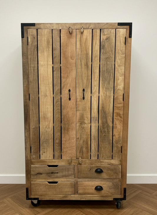 Rustic Wooden Kitchen Pantry Larder storage Cupboard Unit Delivery UK