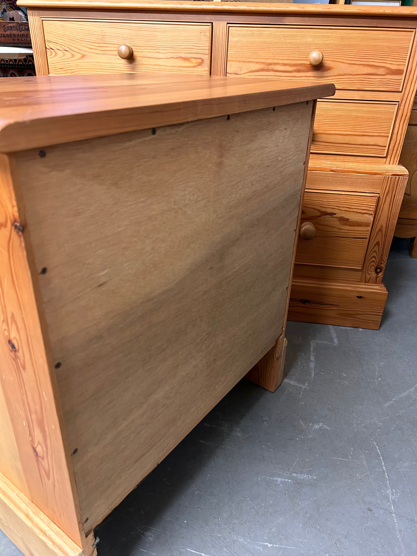 Small preloved vintage good quality pine chest of drawers.