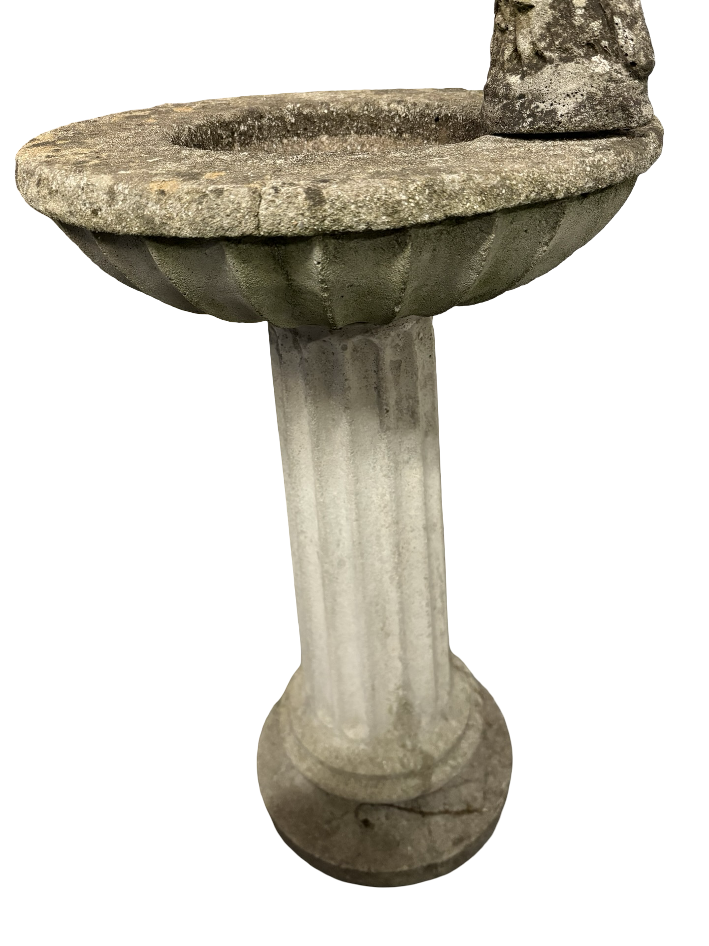 Weathered Antique Stone Garden Bird Water Bath on pedestal