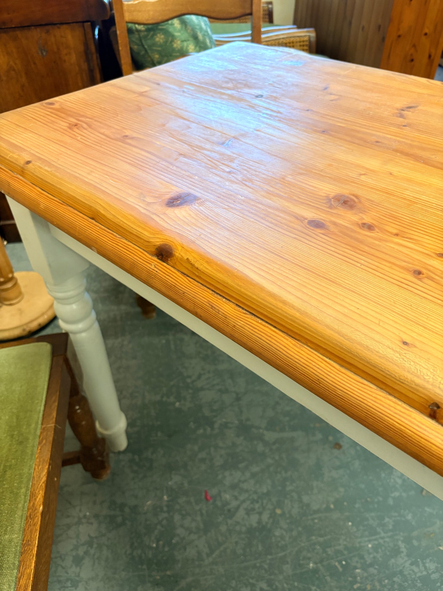 Vintage Victorian style part painted pine farmhouse kitchen dining table