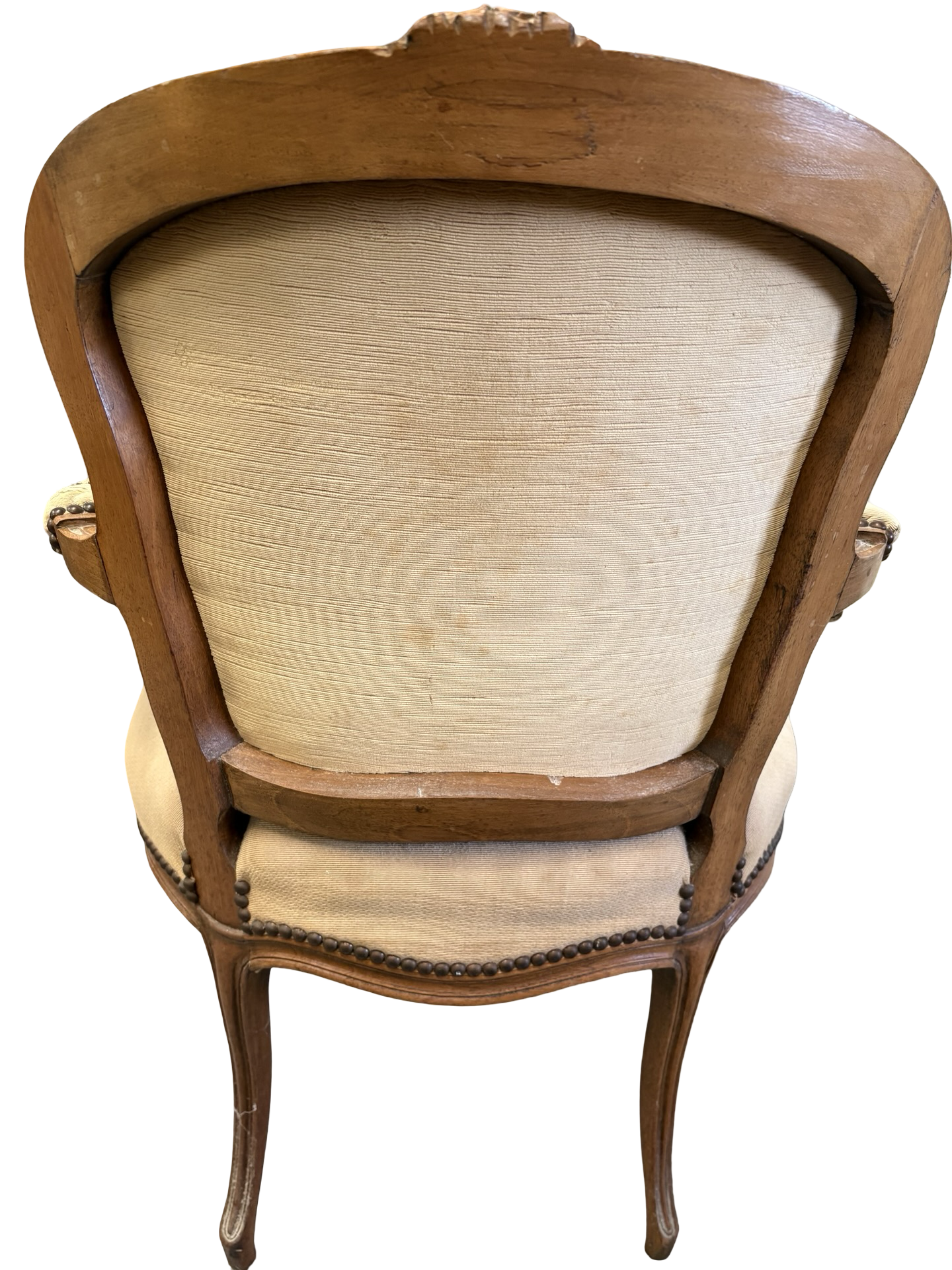 A French Louis Style Carved shabby tapestry vintage occasional bedroom chair