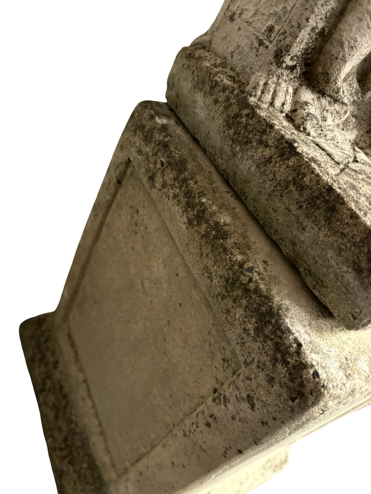 Weathered Antique Stone Shy Maiden Statue on pedestal