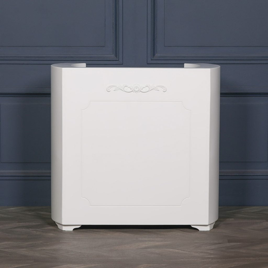 White Art Deco Style Dressing Table / Desk locking drawer & cable opening