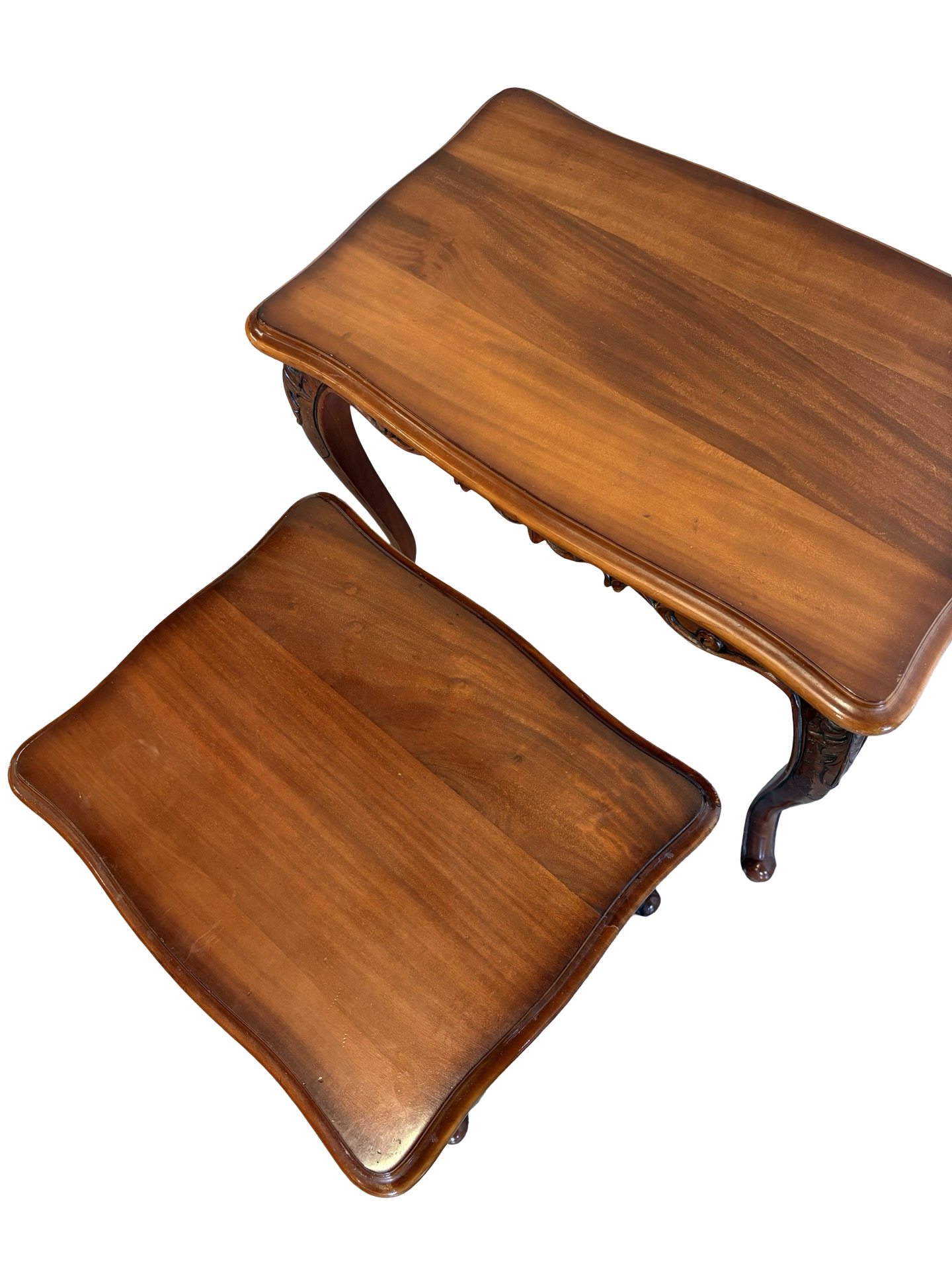 Pair of nesting Vintage French Carved side / living / lamp tables