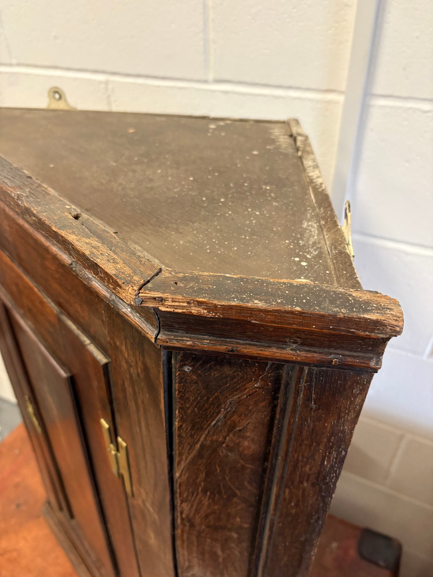 Georgian Oak Antique wall hanging corner cupboard cabinet